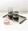 Nordic Electroplated Silver-plated Mirror Glass Tray Rectangular Storage Disk Jewelry Tier tray Home Decoration Snack Plates 2
