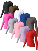 Autumn Winter Women's Long Sleeve Round Neck Top Solid Color Casual Simple Knitted Elastic T-Shirt Comfortable Basic Tee