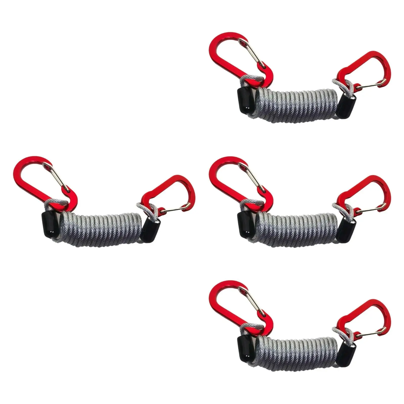 4Pcs Fishing Lanyards with Carabiners Transport Coil Lanyard Portable Fishing Tackle Boxes Tool Accessories Fishing Pole Tether