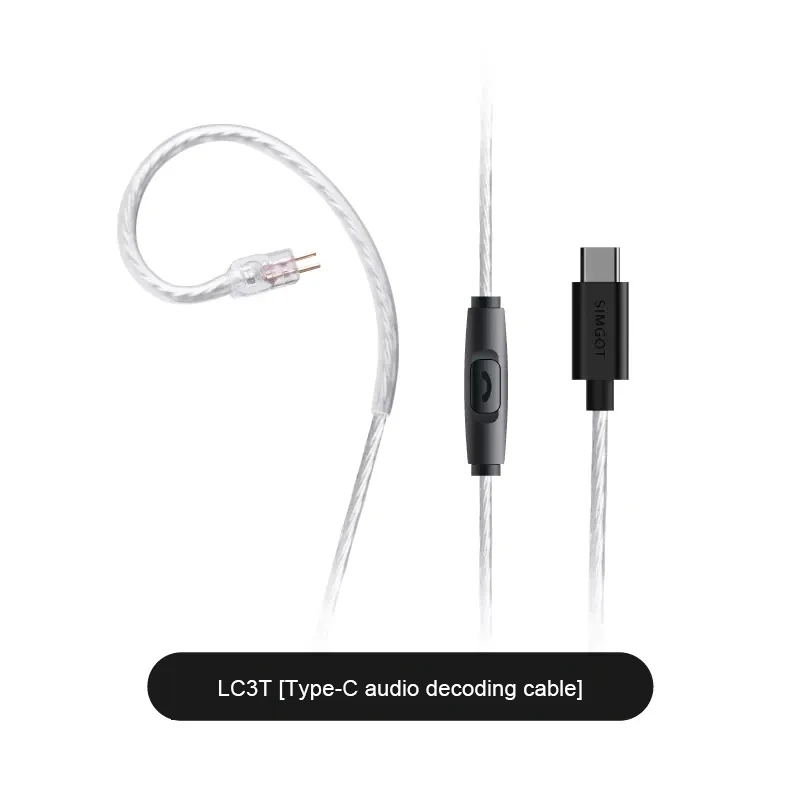 SIMGOT Headphone Cable With Interchangeable Cable And Microphone Control Upgrade Cable LC1/LC1T/LC3T LC1-EM Typec/3.5