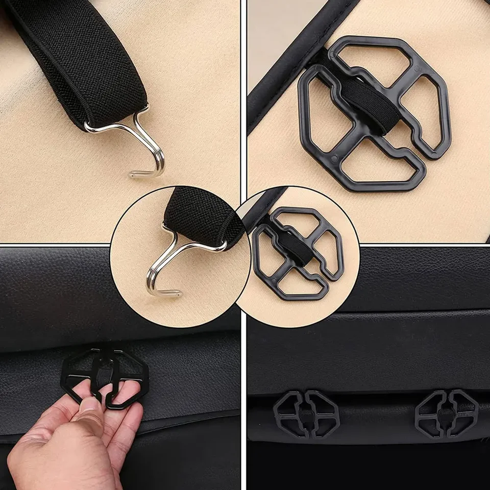 Qziulr Zlirfy 12-Piece Car Seat Cover Accessory Kit - 6 Plastic Plum Plate & 6 Metal Hooks, Replacement Fastener Set