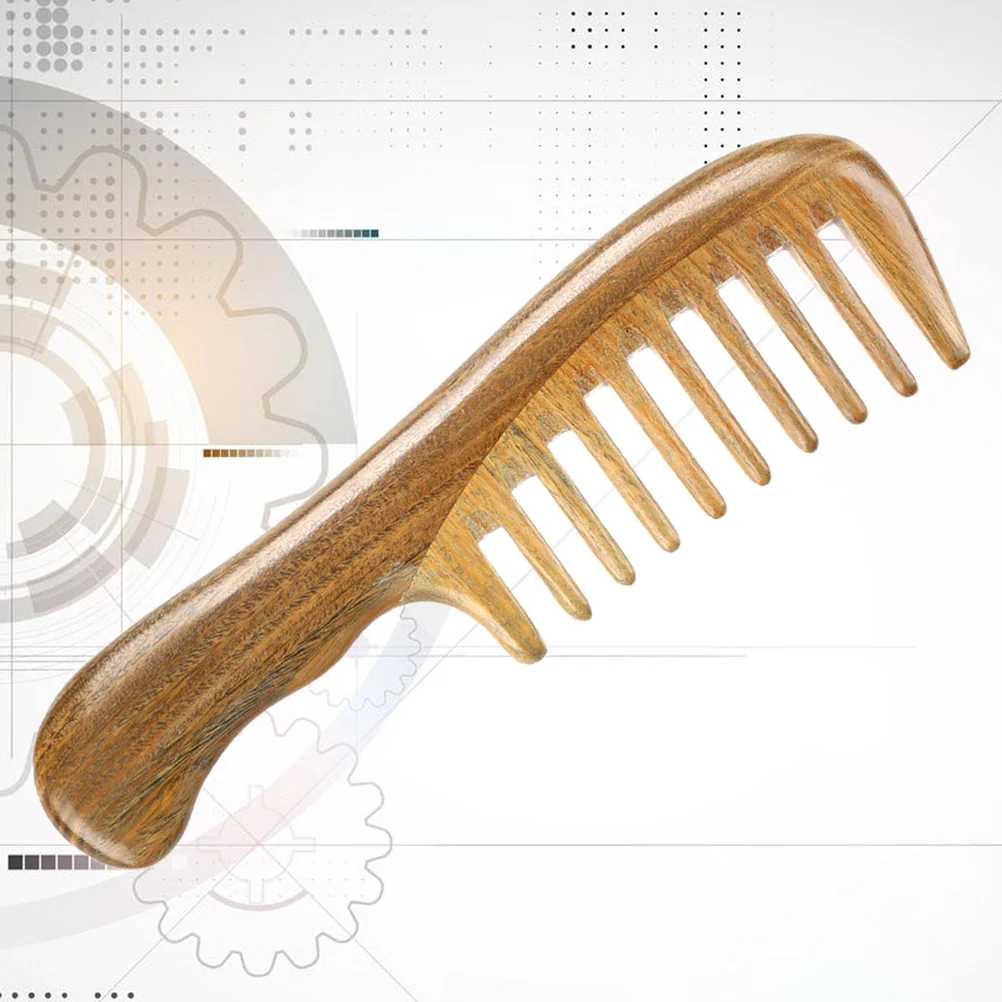 

Natural Green Sandalwood Wooden Comb, Wide Wood Comb for Curly Hair and Detangling Static