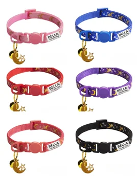 Customize Reflective Name Cat Collar Fast Breakaway Nylon Personalized Id tag With Pet Products Small Adjustable Kitten Supplies