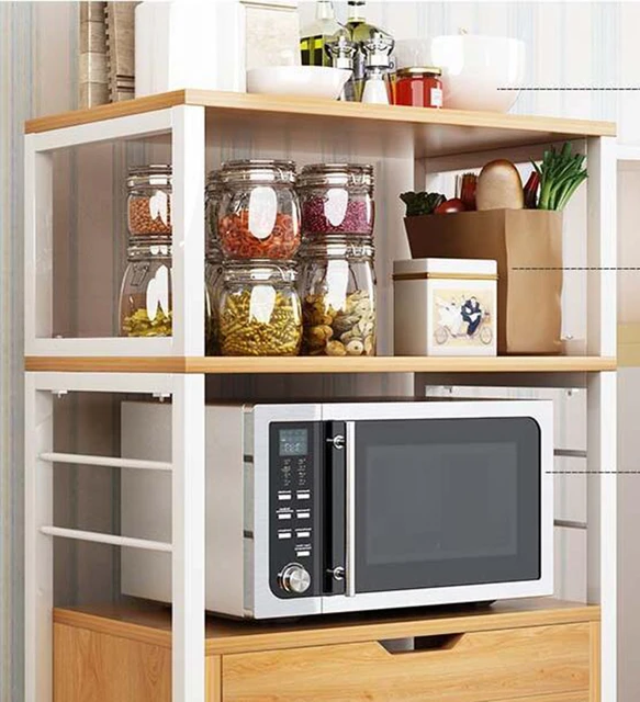 Mueble organizador de cocina blanco para horno y microonda con