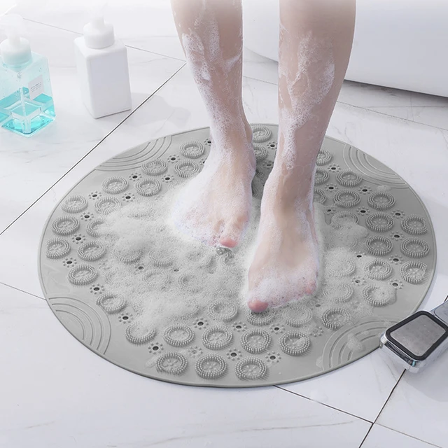 Round Bathroom Non Slip Bath mat Household Massage Foot Pad Quick Drying  Rug Suction Cup Silicone Floor Mat - AliExpress