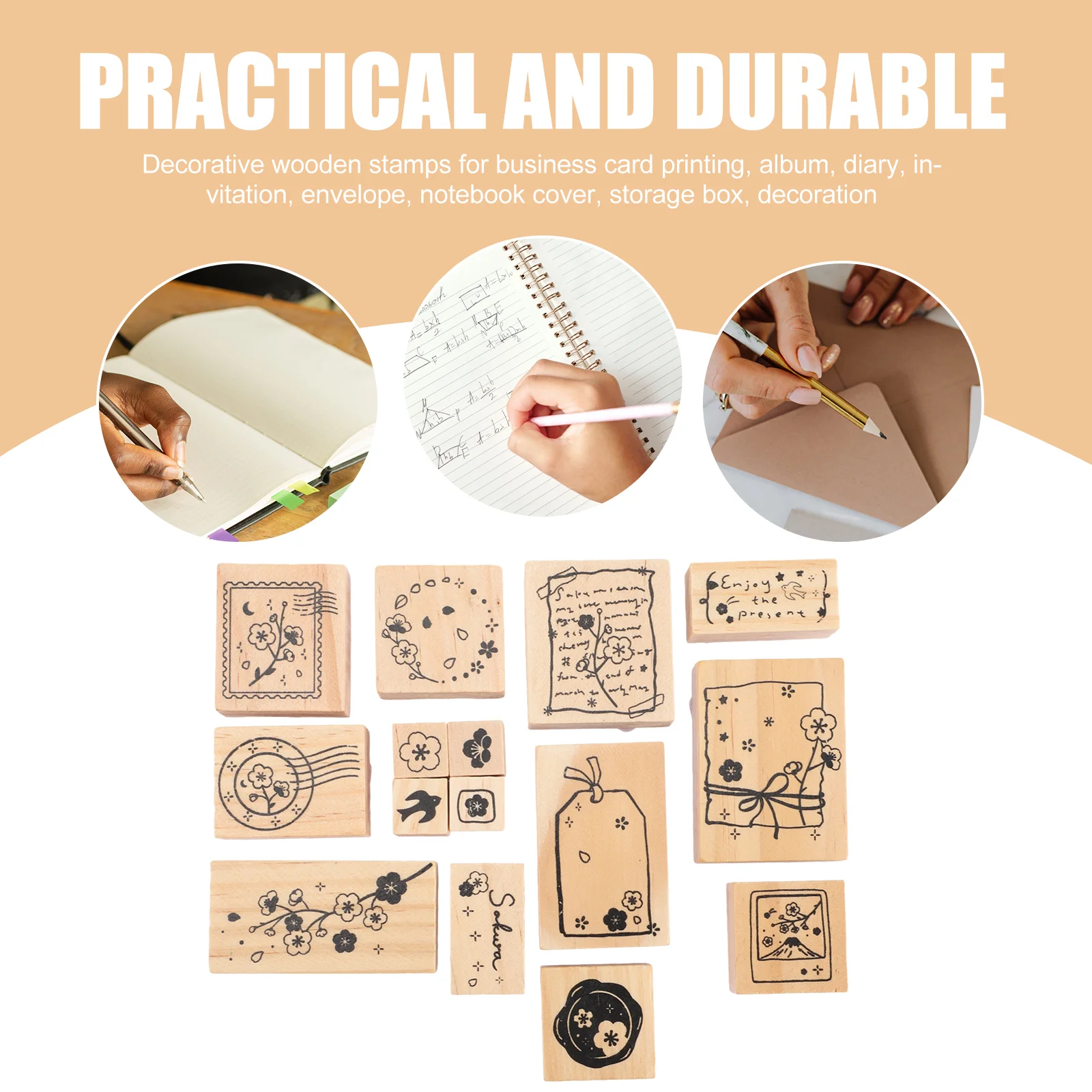 핸드 플라워 테마 나무 공예 스크랩북 장식 장식, DIY 어린이 공예