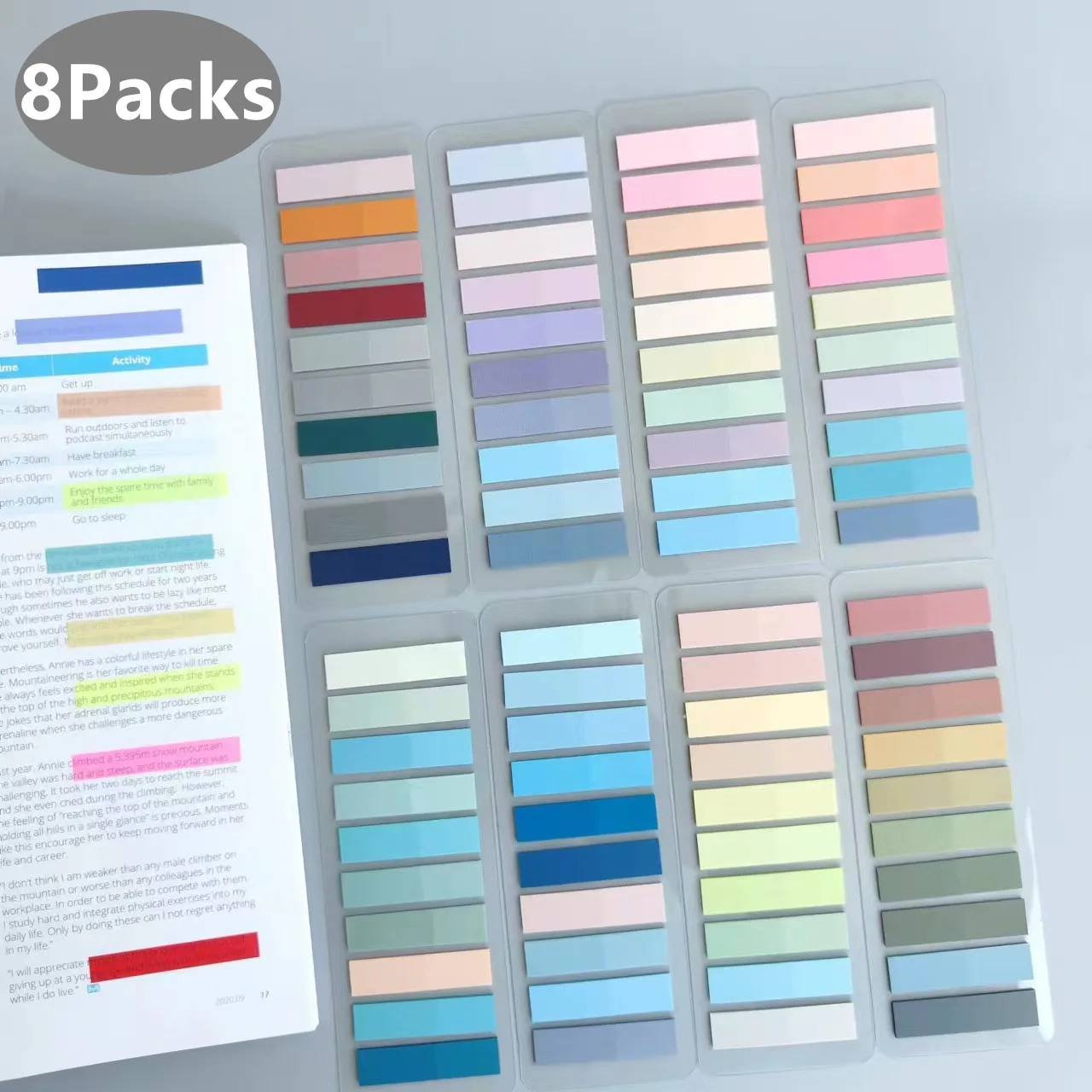 

8Packs/set Transparent Sticky Notes Tab Self-Adhesive Kawaii Clear Bookmarkers Annotation Books Page Marker Stationery