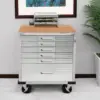 Classics UltraHD Heavy Duty Rolling Cabinet Workbench Table w/Solid Wood Top, Workstation for Garage, Office, Workshop, 4