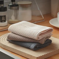 Cotton Dishcloth Honeycomb Towel Can Be Hung Square Towel Household Kitchen Living Room Hand Towel Desktop Cleaning Cloth 1