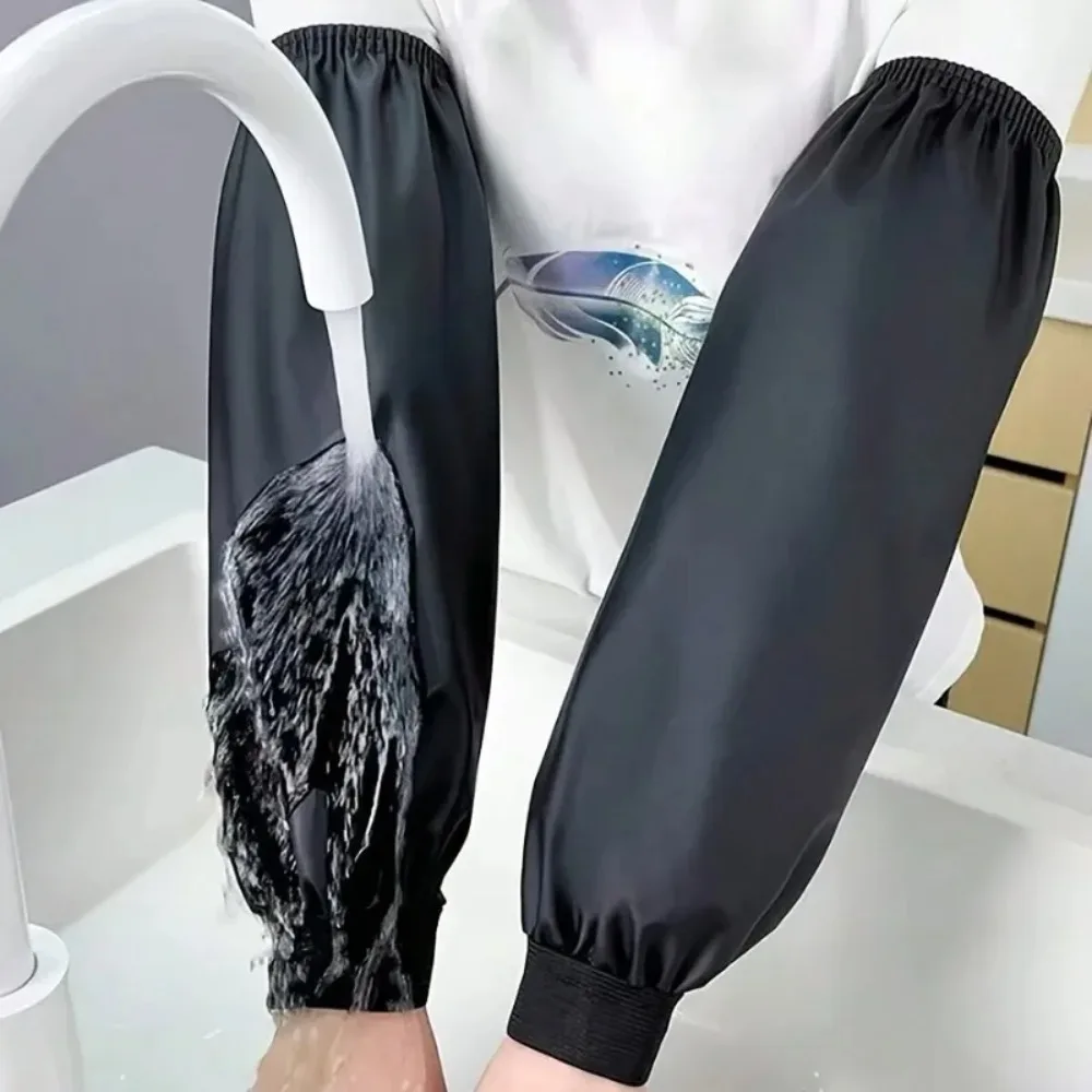 Heavy-Duty Faux Leather Arm Sleeves Waterproof Oil-Resistant for Kitchen Occupational Work Industrial Use