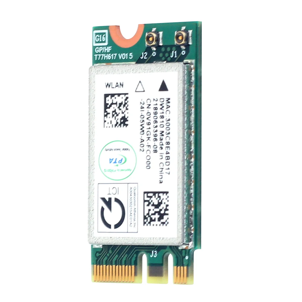 QCNFA435 무선 어댑터 카드 QCA9377 Wi-Fi 5 블루투스 4.1 433Mbps 802.11AC M.2 NGFF 듀얼 밴드 2.4G/5GHz Win7/8/10용