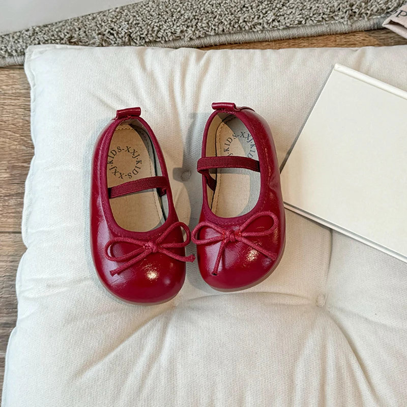 Children's Little Leather Shoes For Girls Spring&Autumn Korean Girls' Soft Sole Bow Anti Slip Fashion Princess Single Shoes