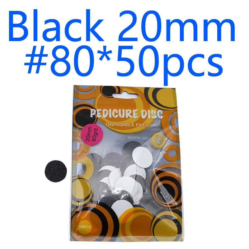 새로운 블랙/화이트 샌딩 페이퍼 50/pcs 페디큐어 풋 케어 도구 15mm 20mm 25mm 네일 드릴 비트 디스크 디스크 살롱 Calluse 교체 가능