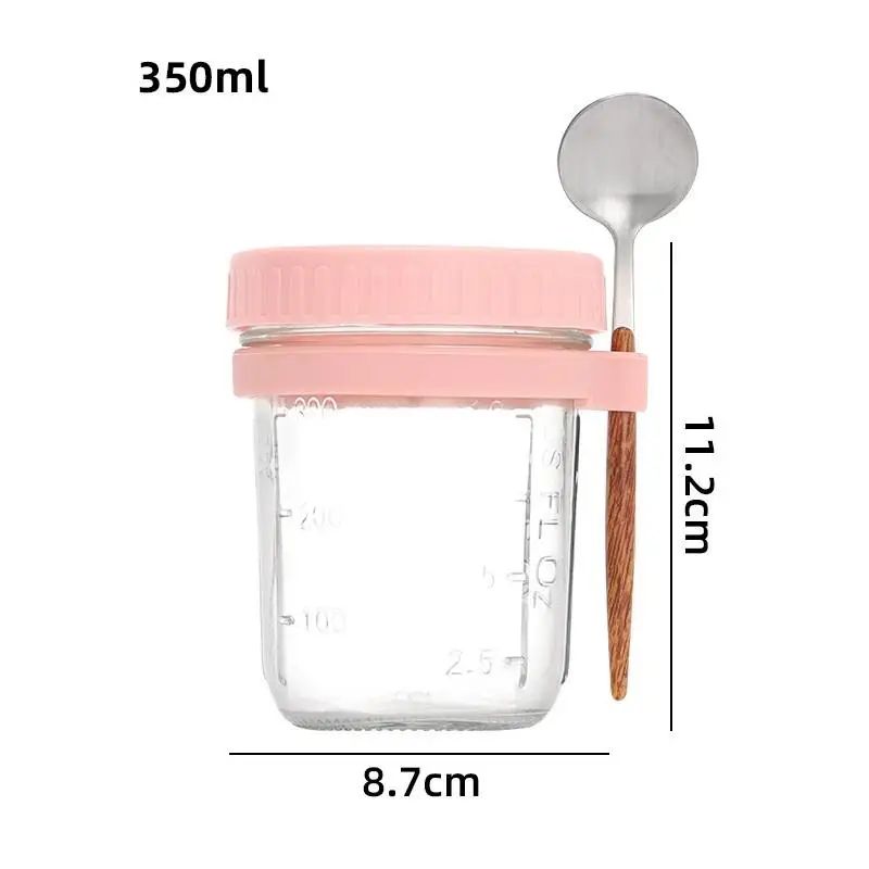 1/2PCS 350ml Reusable Overnight Oats Jar Glass With Spoon Overnight Oats Container Oatmeal Container Food Storage Organizer Jar