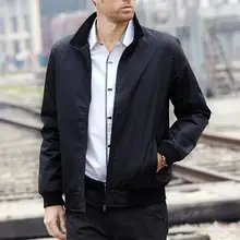 

Men Coat Solid Color Stand Collar Zipper Cardigan Spring Jacket for Work