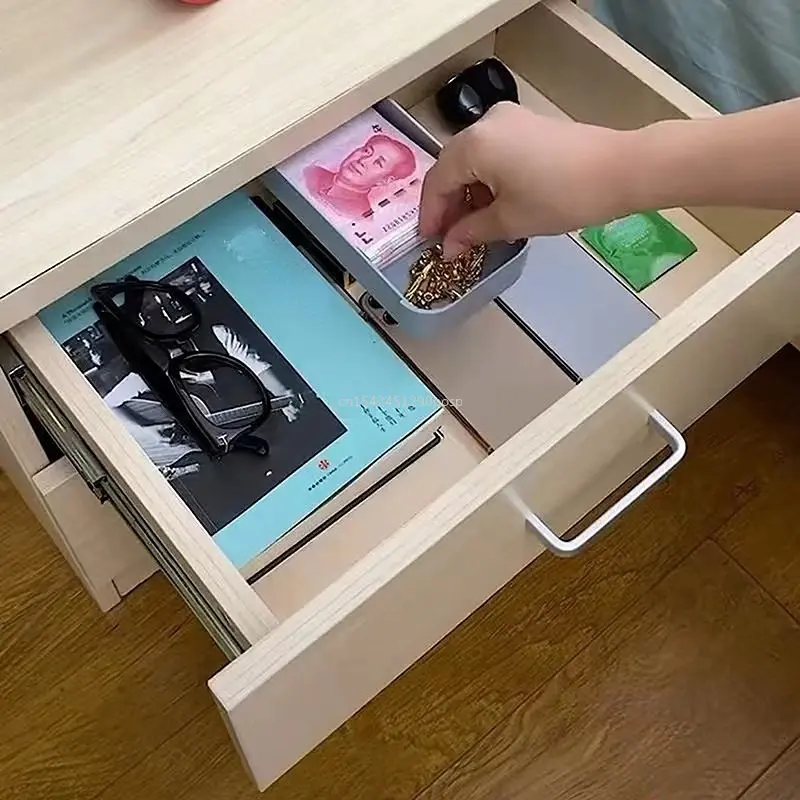 Private Money Hidden Money Artifact Creative Hidden Stickers Table Bottom Box Anti-theft Hidden Storage Box hidden drawer pencil case office table bottom paste storage box simple large capacity student stationery box handle tableware