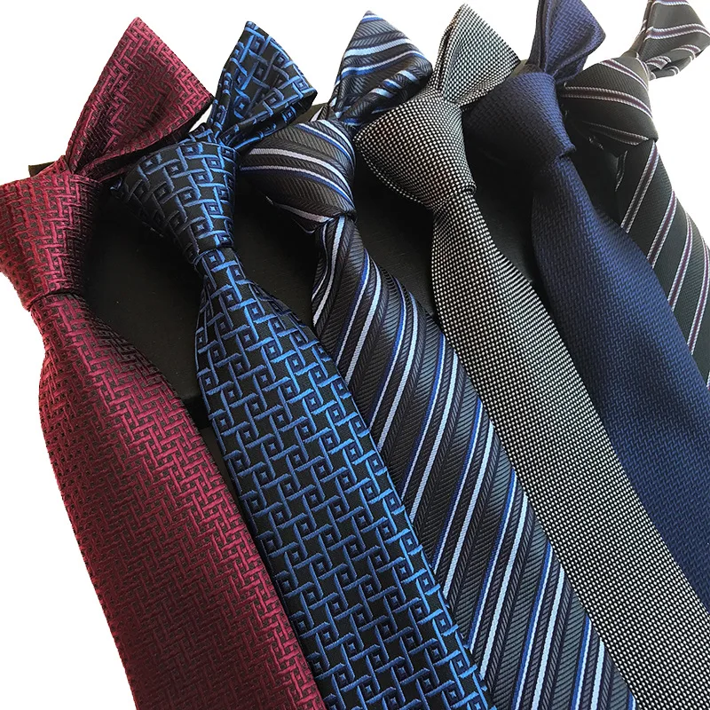 

New Polyester Jacquard 8cm Striped Tie for Men's Business Neckties