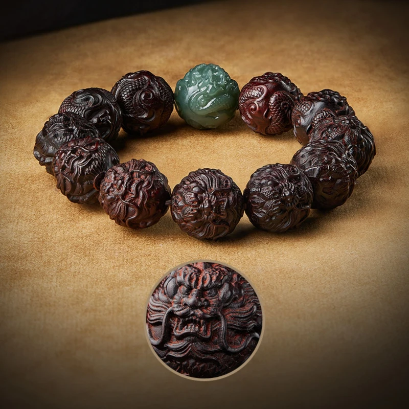 

Bracelet Rosewood Carving Large Dragon Ball Hetian Jade Collectables-Rosary Hand Toy High-Grade Retro Men and Women Same Style