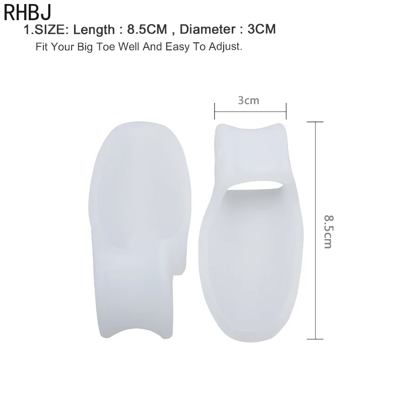 RHBJ 2Pcs Silicone Toe Separators Bunion Bone Ectropion Adjuster Toes Outer Appliance Hallux Valgus Corrector Foot Care Tools