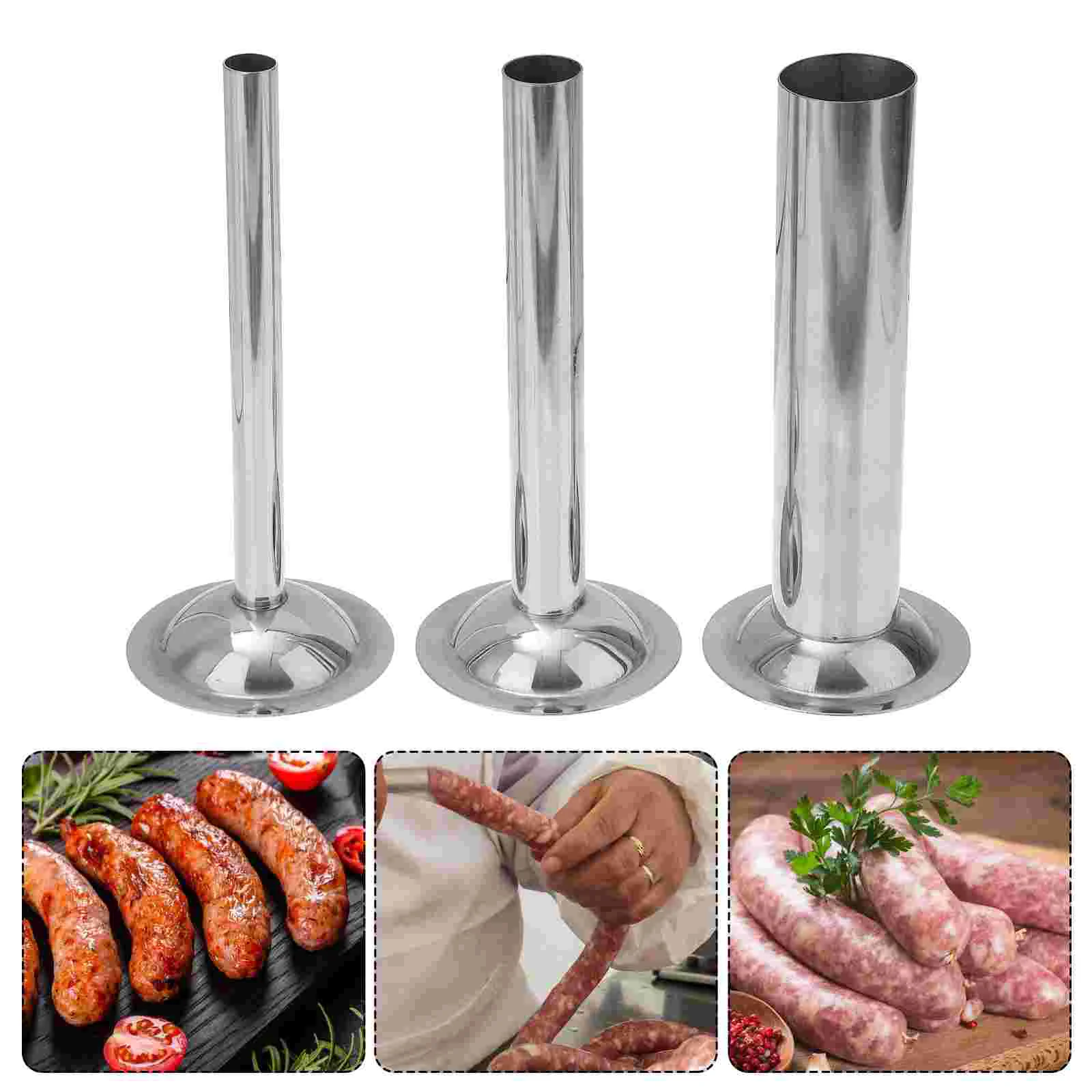 Sausage Stuffer 3 Pcs Hand Sausage Stuffer Tube Meat Stuffing Maker Kit Vertical Making Funnel Filler