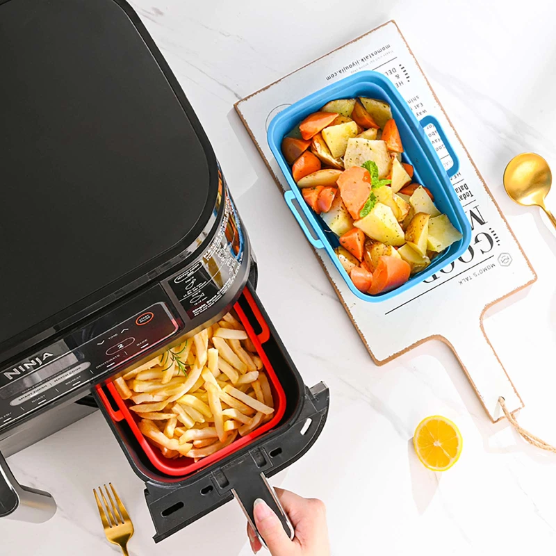 Collapsible Air Fryer for Ninja Silicone Pot Air Fryer Foldable Liner  Basket Replacement of Parchment Paper Liners Food Safe Pan - AliExpress