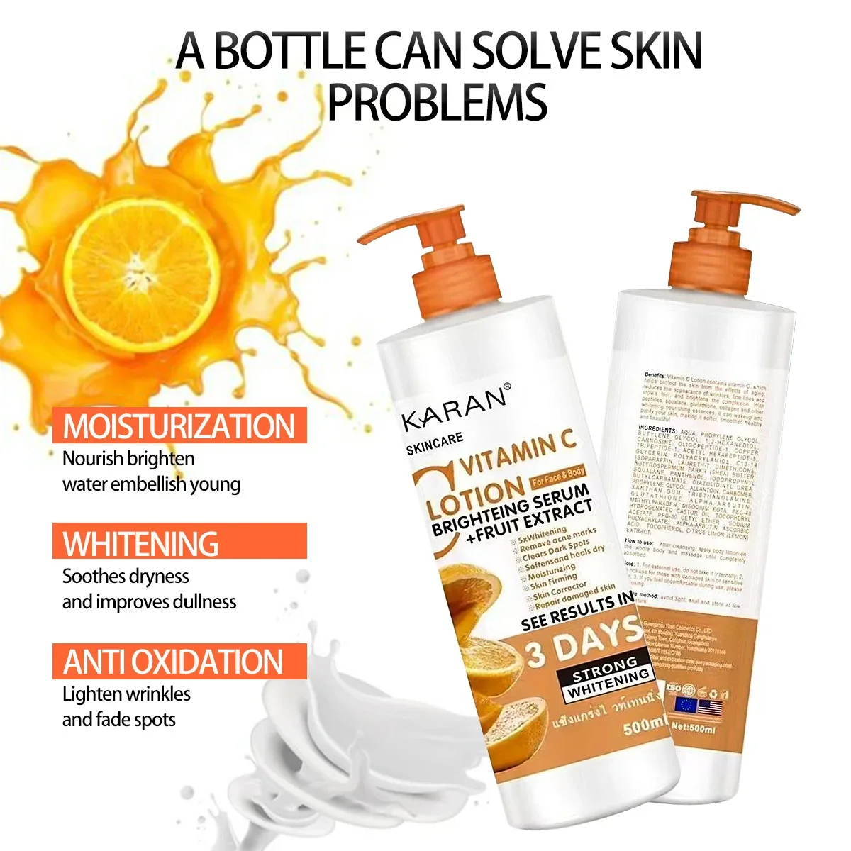 Body Whitening Cream Skin Care Fruit Acid Transparent VC Body Milk Moisturizing Lotion Body Lotion Whitening Cream for Dark Skin