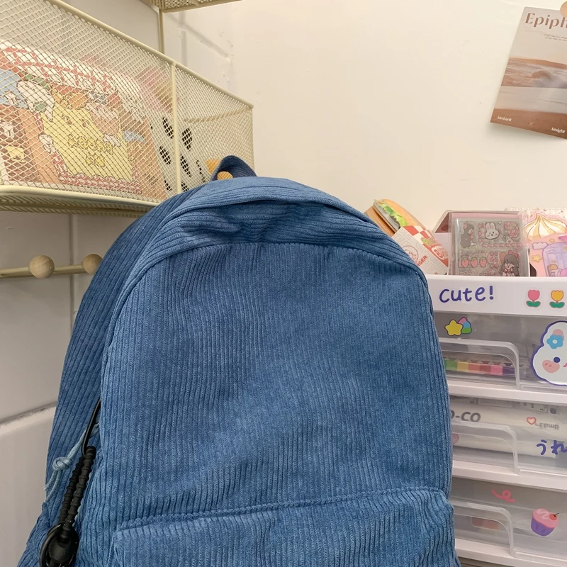 Corduroy Backpacks Solid Cotton School Bags For Teenage Girls 2023 New Simple Leisure Or Travel Bags Winter Soft Satchels