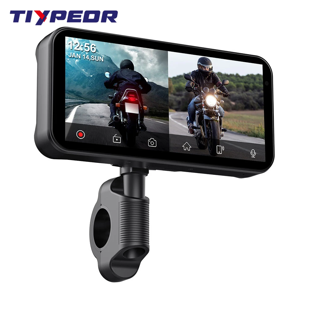 TIYPEOR 6.25 Inch Portable Motorcycle Wireless CarPlay Android Auto Smart Player GPS Navigation WIFI BT IPX7 With DVR Cam