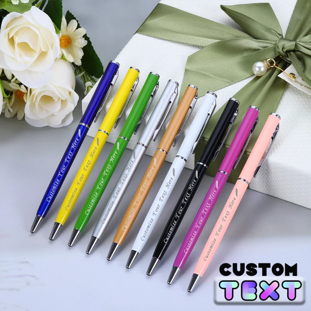 Fashion Metal Ballpoint Pen Hotel Advertising Gel Pen Personalized Gift Pen Custom TEXT School Stationery Office Supplies 10 pcs custom logo text paper ball pen eco recycled paper ballpen eco friendly ballpoint pen school supplies gift pen