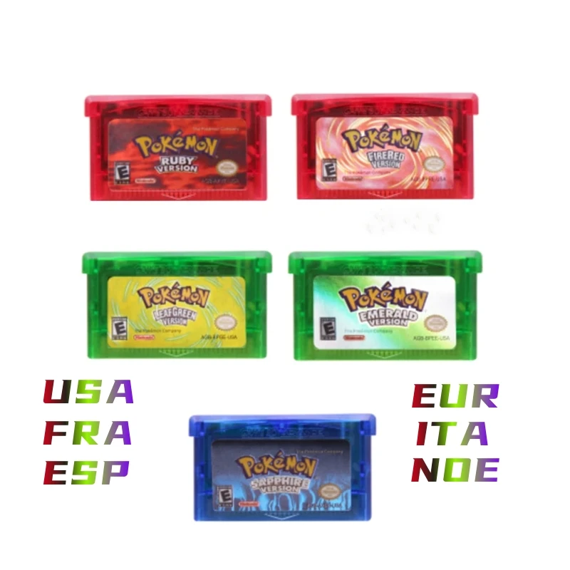 Video Game Cartridge GBA Game Cartridge 32-Bit Video Game Console Card Pokemon Emerald FireRed LeafGreen Ruby Sapphire Shiny Label for GBA NDS