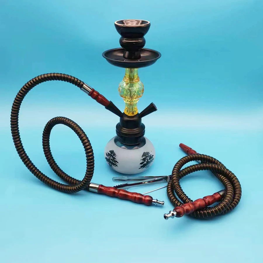 Arabic Hookah Set Small Size Double Tube Hookah Glass Bottle Ceramic Bowl Hose Club Ktvhookah Accessories Birthday Gift