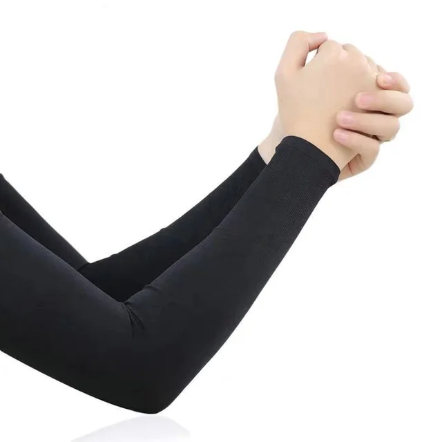 1 Pair Summer Long Ice Silk Arm Sleeves Sun UV Protection Hand Protector Cover Sunscreen Outdoor Elastic Half Finger Gloves Set 6