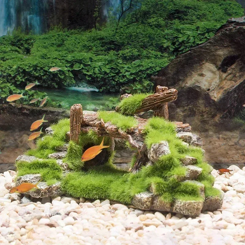 Creative Moss Rockery Shape Fish Tank Ornaments Decoration Landscaping Resin Rockery Aquarium Resin Home Craft Ornaments fish tank ornaments fish tank decorations aquarium ornaments mini landscape ornaments