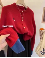 2024 Autumn and winter Cashmere Cardigan sweater Women O-Neck pullover Cashmere Cardigan knitted soft fashion warm Women 1