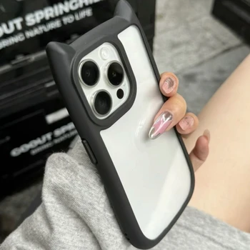 Luxury Aesthetic 3D Cute Cat Ears Case  For Xiaomi 17 Pro Max 15 14 Ultra Note 13 5G Transparent Cartoon Bumper Protective Cover 1
