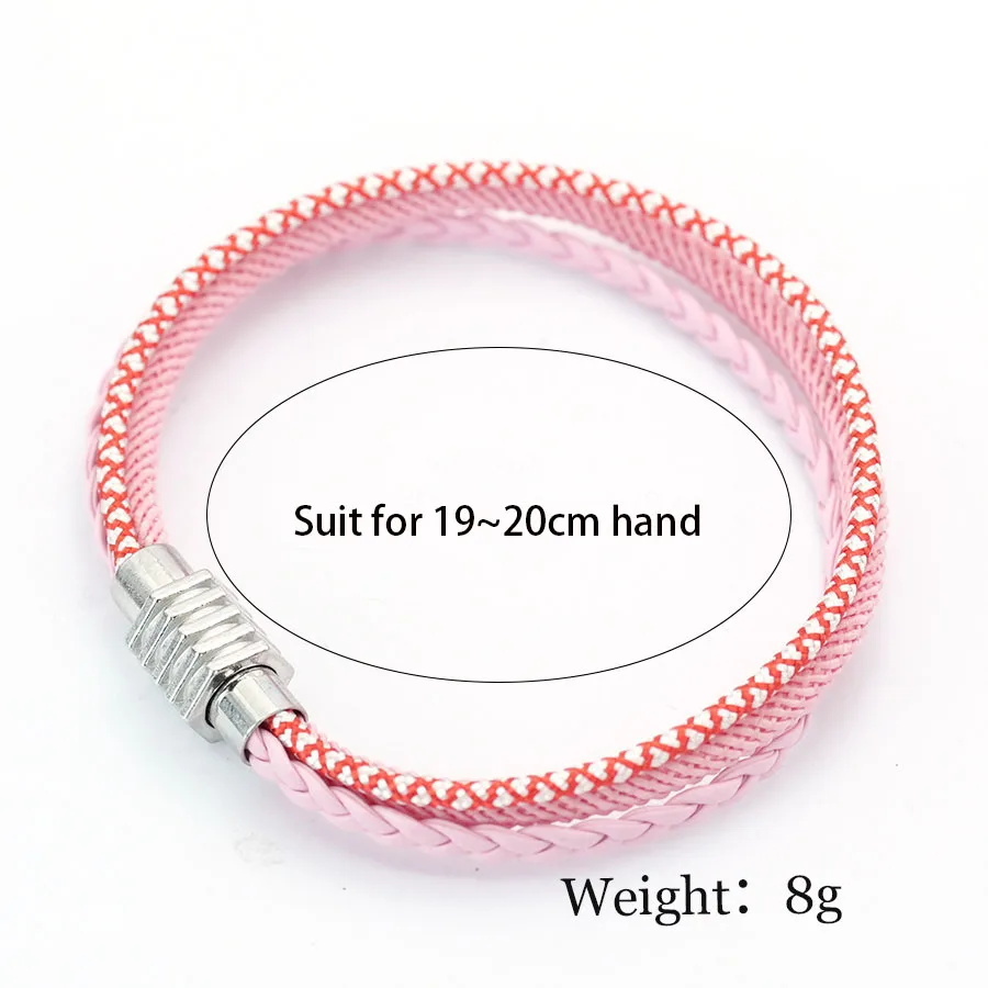 Pink Leather Braided Couple Bracelet Valentine Day Gift