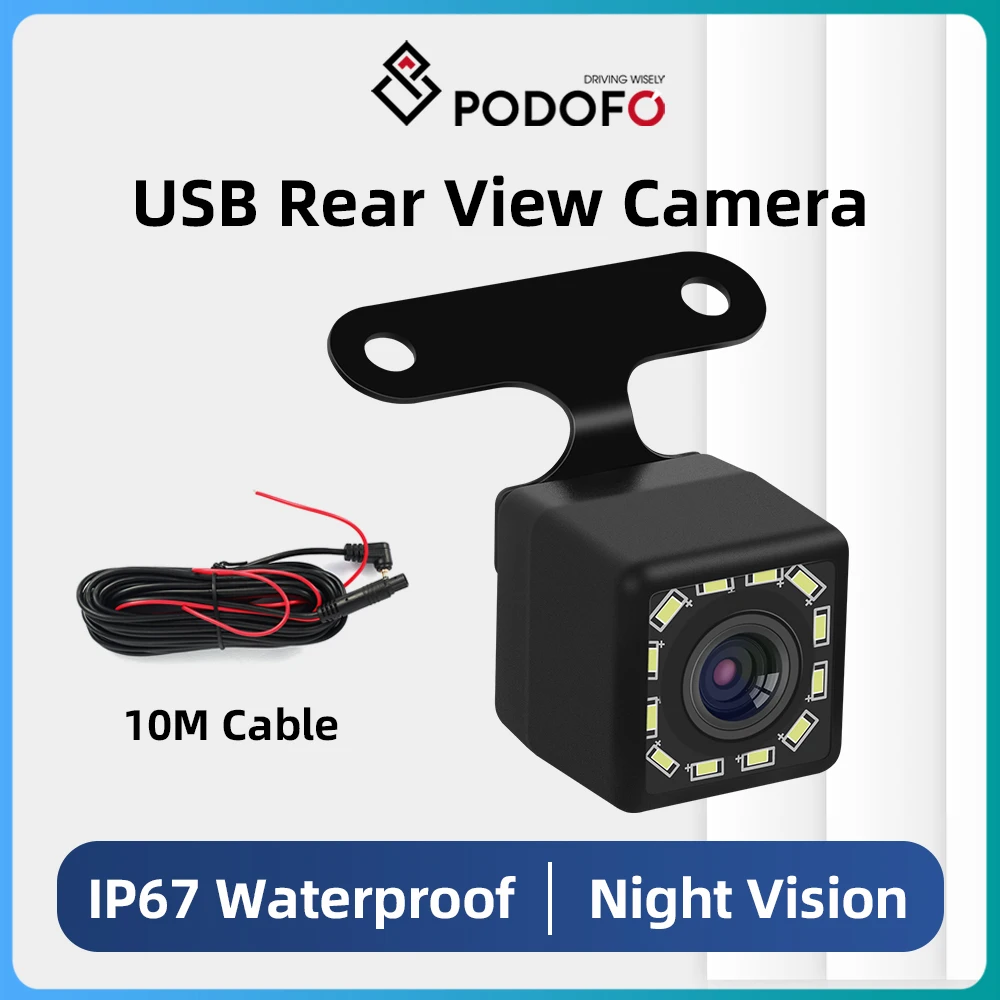 Podofo 자동차 후방 카메라, IP67 방수, 야간 투시경, 주차 보조 카메라, 4 핀