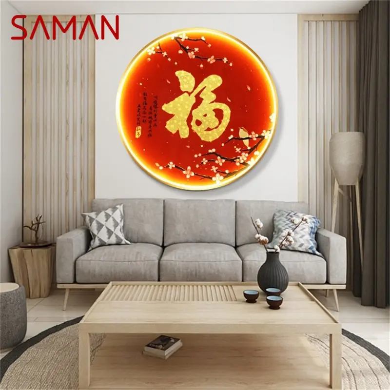

SAMAN Indoor Wall Lamps Chinese Style Mural Fixtures LED Modern Creative Living Room Light Sconces for Home Bedroom