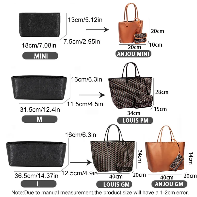 EverToner Dupont Paper Purse Organizer Insert for Go-yard SAINT LOUIS Mini GM PM Tote Inside Storage Bag Insert Inner Makeup Bag storage bag makeup organizer cosmetic bag cosmetic storage bag makeup bag cosmetic case purse organizer insert