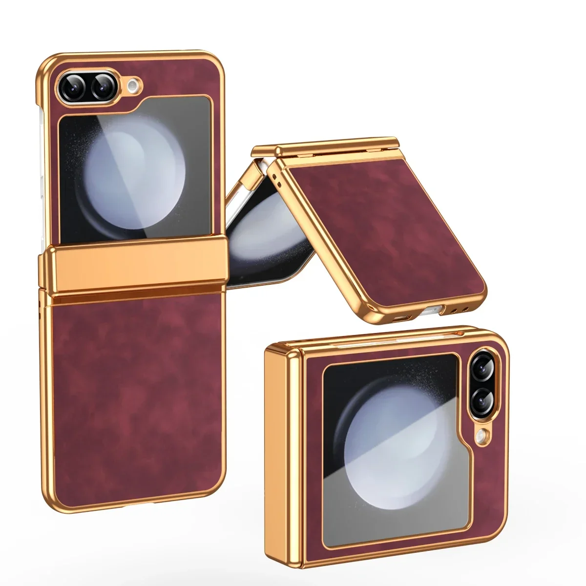 Elegant Leather Folding Phone Case with Shockproof Shell Protection