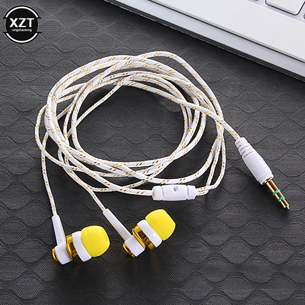 New 5 Colors Wired Earphone Stereo In-Ear 3.5mm Nylon Weave Cable Earphone Sports Headset With Mic For Laptop Smartphone Gifts 2