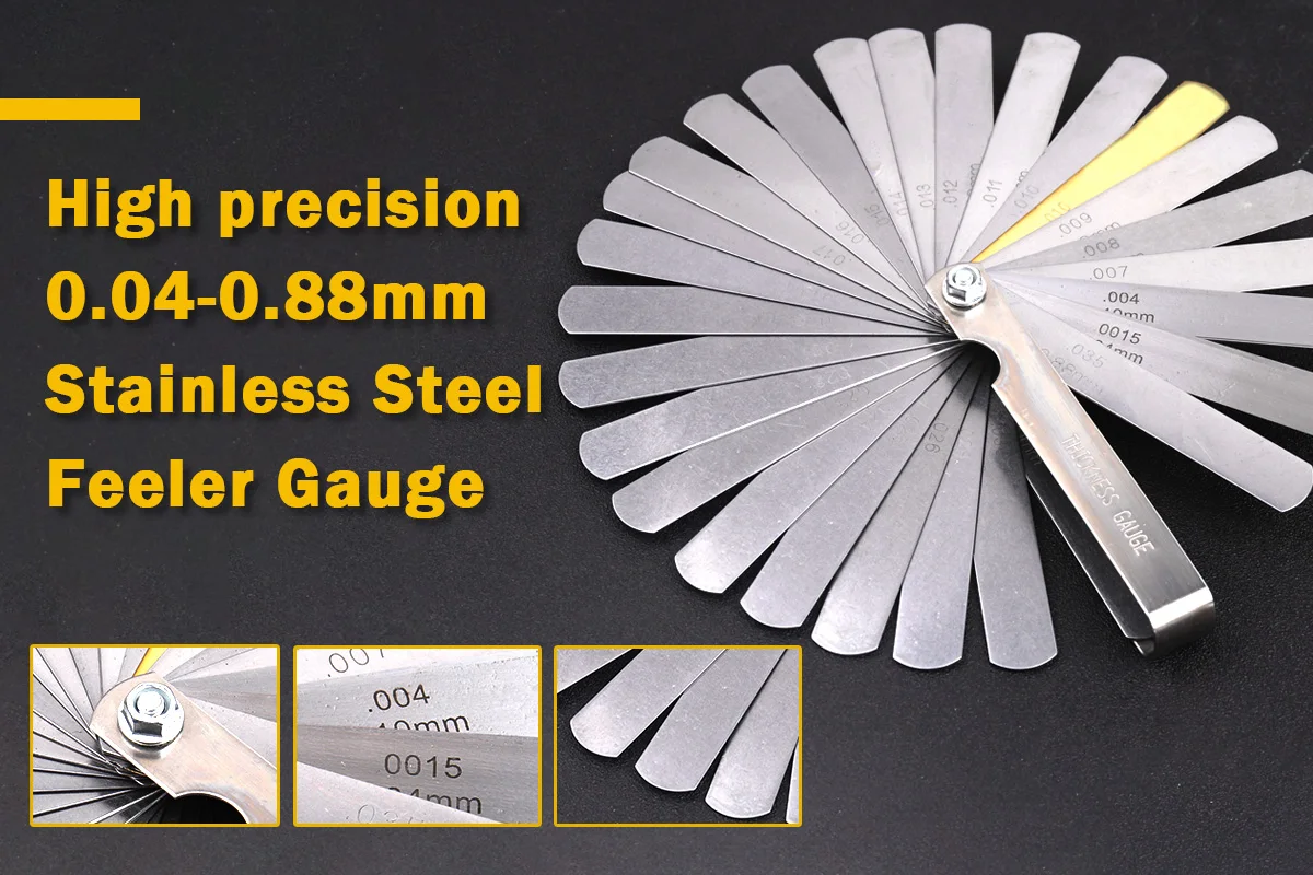 Stainless Steel Feeler Gauge 0.04mm to 0.88mm Gap Metric Filler Measuring Gauge