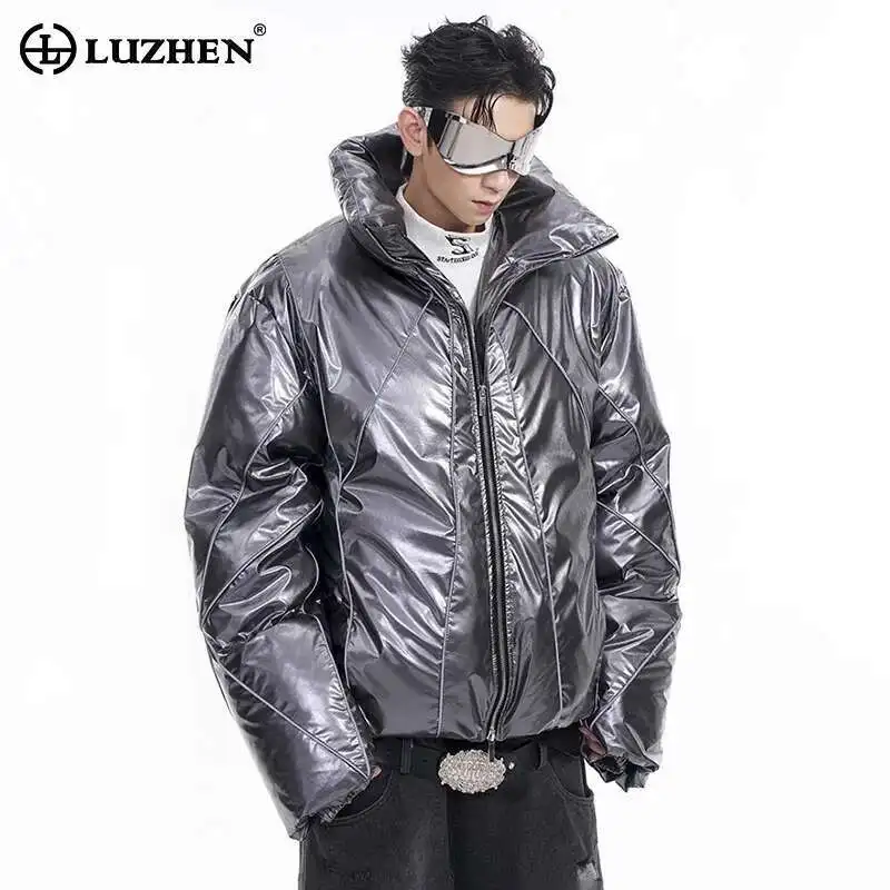 LUZHEN giacche imbottite lucide di fascia alta di lusso invernale linea riflettente design nuovo in bello caldo colletto alla coreana Parka LZ8062 1
