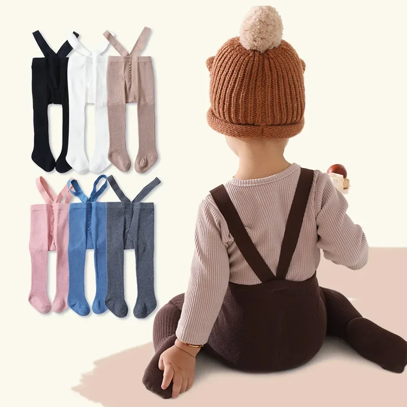 Cotton Baby Pantyhose Newborn Infant Pants High Waist Cross Straped Baby Leggings Boys Girls Pants
