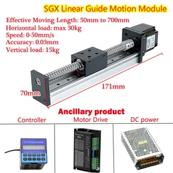 SGX 1204 1605 1610 Ball Screw Linear Guide Motion Module 50-700MM Effective Stroke Rail Table with Motor for CNC 3D Printer Part