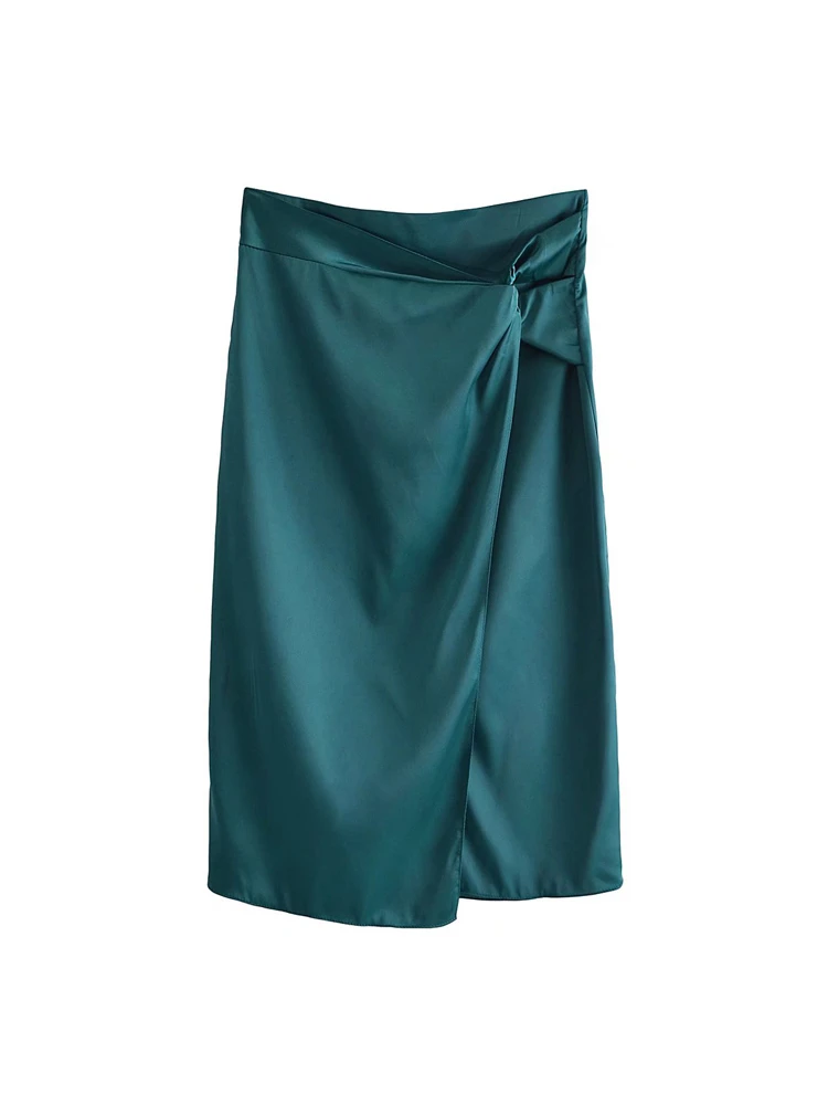 nike tennis skirt 2022 Summer Women Fashion Wrap Satin Skirts Zipper Split High waist Fashion Solid Female Elegant Street Skirt Clothing skirt top
