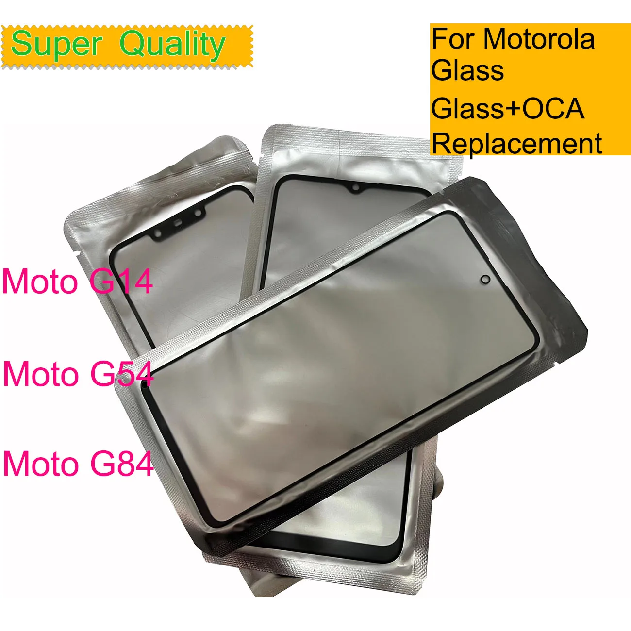 10Pcs/Lot For Motorola Moto G14 G54 G84 Touch Screen Front Outer Glass Panel Lens Glass With OCA Replacement laminated oca lcd outer glass for motorola g8 power lite front outer screen glass lens