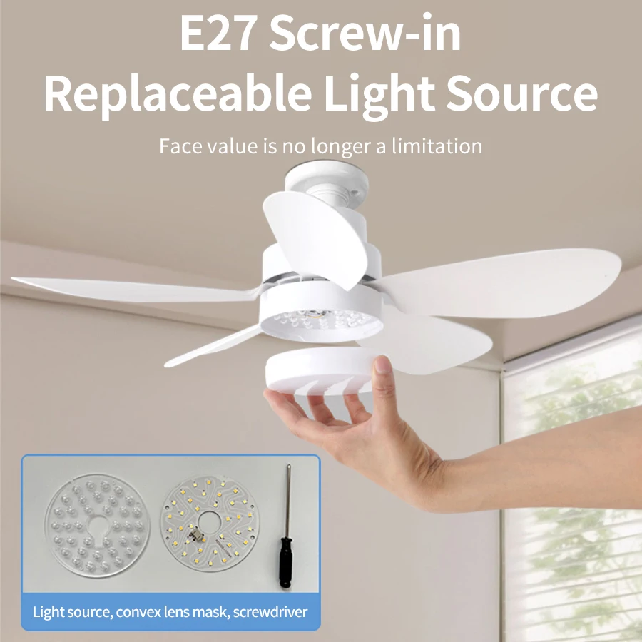 2-in-1 E27 Ceiling Socket Fan With 40W Dimmable LED Light & Remote – 3 Speed, 6 Blades