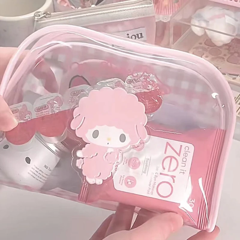 Kawaii San Liou My Melody Cartoon Wash Bag Cute Portable Travel Anime Bag Cartoon Makeup Bag Grande Capacità Ragazza Giocattoli Regali