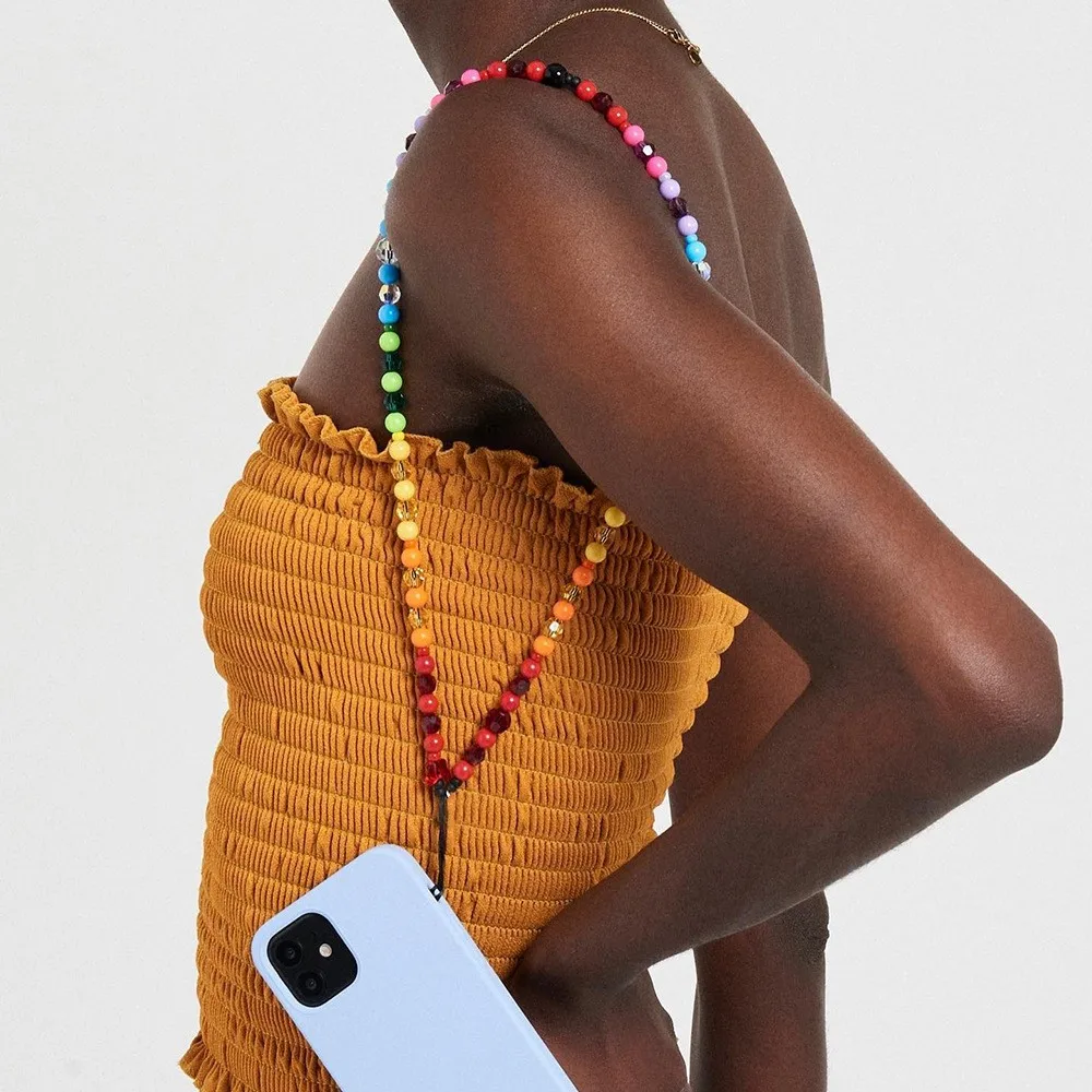 Phone Charm Strap Wholesale Y2k Accessories Colorful Phone Chain Beads Jewelry Mobile Phone Lanyard Cell Phones in Promotion